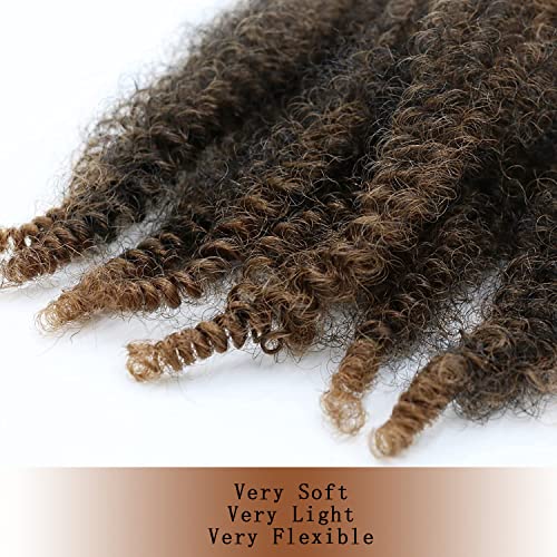 16 polegadas marrom escuro pré-separado Hair de torção afro 6 pacotes enrolados Marley Twist Braiding Hair macio sintético crochê embrulhando extensões de cabelo para reviravoltas de primavera e torções de bombas, 1b#30