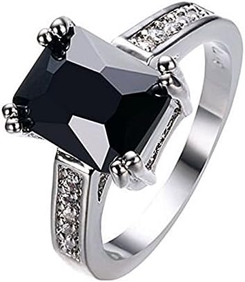 Khime Charming Women 925 Silver Black Onyx Ring Jóias de Jóias de Gestão de Casamento 5-12