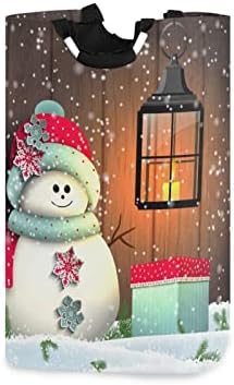 Kigai Christmas Snowman Roundry cesto a cesta de roupas dobráveis ​​de roupa dobrável de roupas sujas de roupas sujas