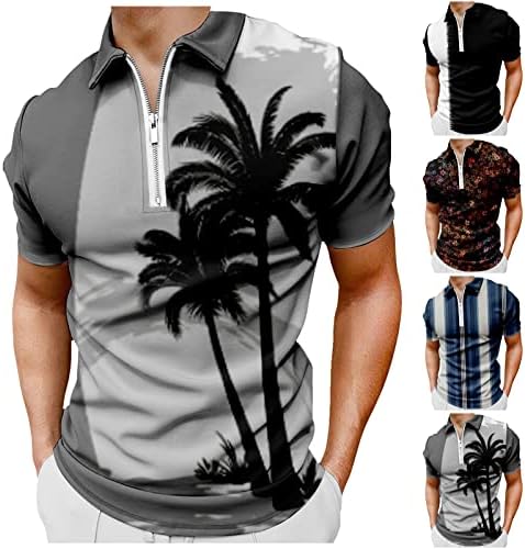 Camisas pólo rtrde para homens manga curta camisetas camisetas de zíper havaiano camisetas de verão