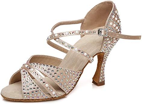 AOQUNFS Rhinestones Ballroom Dance Sapatos de dança Mulheres Salsa Latina Bachata Casamento Sapatos de Dança da Perferribuição,