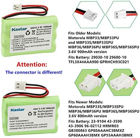 Substituição de bateria de 3 pacote Kastar para Motorola Baby Monitor HRMR03 GB380863 MBP33XL MBP33XL-2 MBP33XL-3 MBP33XL-4