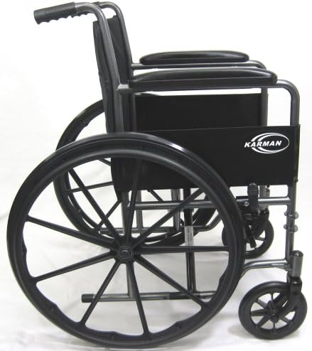 Karman Healthcare K-LT-800T 34 libras. Cadeia de rodas de aço leve com apoio de braço fixo, veia de prata, sede de 18 x 16