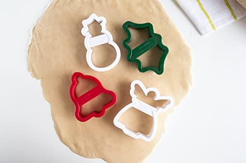 FOX Run Christmas Cookie Cutter Conjunto, conjunto de 4 polegadas, plástico e 4 peças