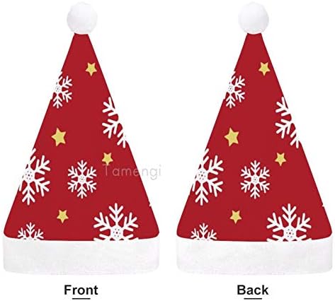 Chapéu de Papai Noel de Natal, Snow estrelas Padrão vermelho chapéu de férias de Natal para adultos, Unisex Comfort Hats Christmas Hats for New Ano Festive Festive Holiday Party Event