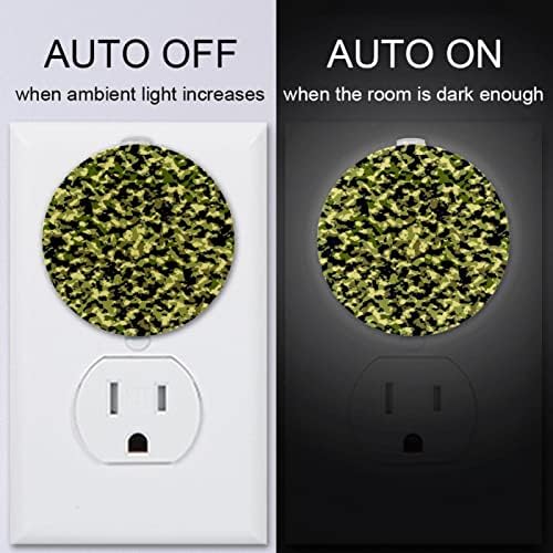 2 PCs LED LUZES NOTIDAS DUSK ROUNTAR DO SENSOR AERAGENS Plugue de camuflagem verde da luz noturna para corredor, quarto,