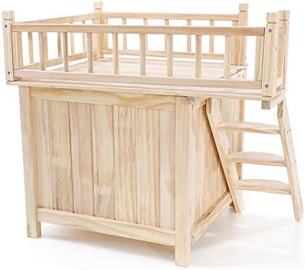 HRCP 2 piso de madeira canil com escadas porta de varanda de varanda, pés levantados e design de solo, pintura ambientalmente