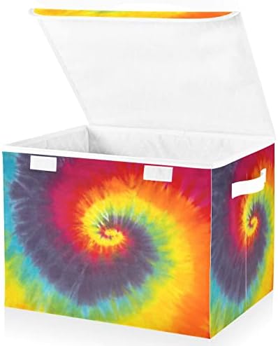 Krafig Hippie Tie Dye Caixa de armazenamento dobrável Caixas de organizadoras de cubos grandes cestas de recipientes