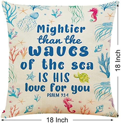 Presentes para crianças Bíblia versículo Coberturas de travesseiro de citações, Mighter Than the Waves Ocean Prophase