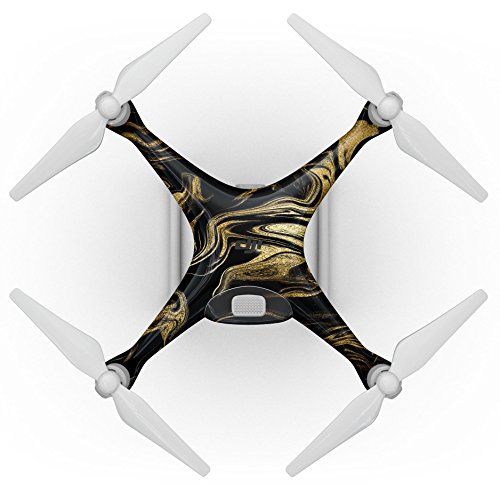 Design Skinz Design Skinz Black & Gold Marble Swirl V7 Decalque de corpo inteiro Wrap Skin-Kit Compatível com o drone