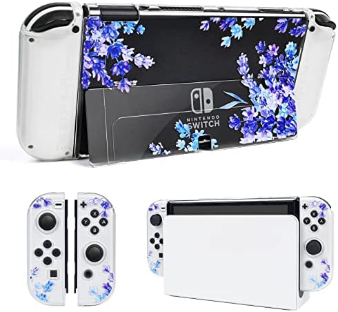 DLSEEGO FLORAL FLOR CASO PARA Nintendo Switch OLED com um padrão de lavanda roxa fofa para mulheres meninas, anti-arranhabolable