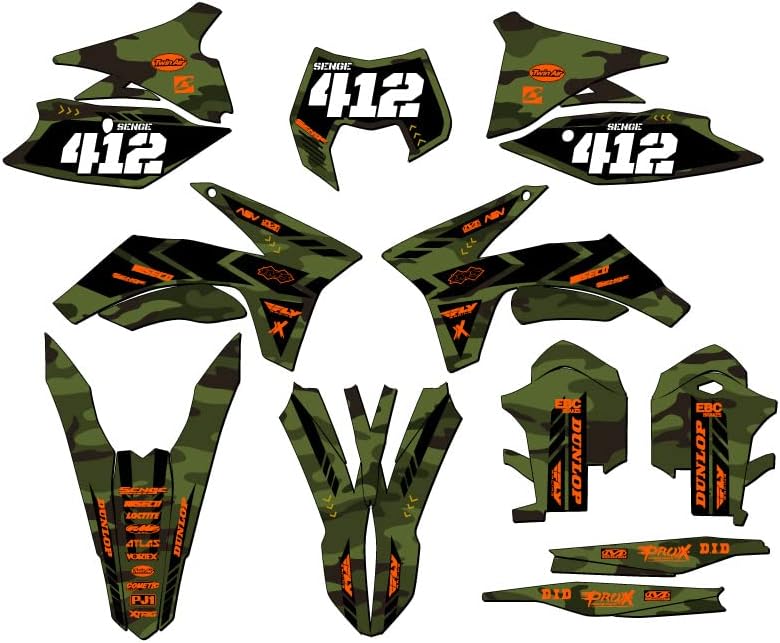 2012-2013 XCF-W Apache Green Senge Graphics Complete Kit com Rider I.D. Compatível com KTM