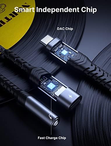 Jsaux USB C a 3,5 mm de fone de ouvido e adaptador de carregador, 2-em 1 USB tipo C Aux Audio Splitter Jack com PD 60W Carregamento
