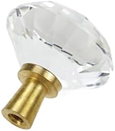 Meprotal 8pcs 30mm de gabinete de vidro de cristal com base de latão, maçaneta da porta de gaveta em forma de diamante