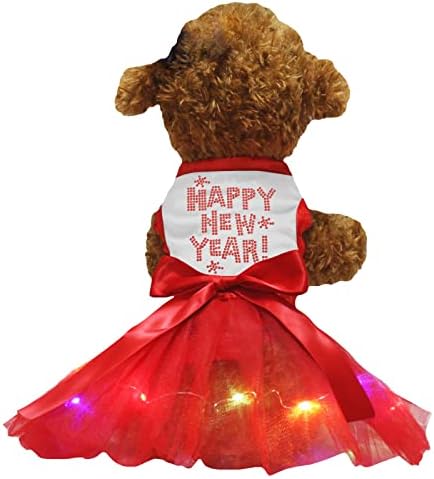 Petitebella shinestones Feliz Ano Novo Vestido de cachorro