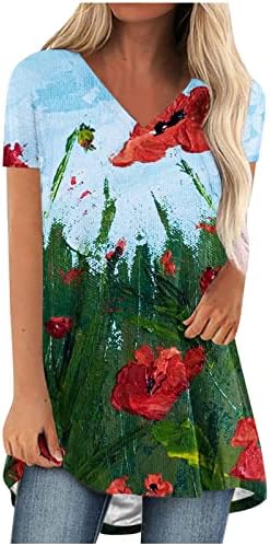 Bustiê vitoriano Bustier Womens Manga curta V pintura de pescoço floral Bloups Floral Camisole T camisetas