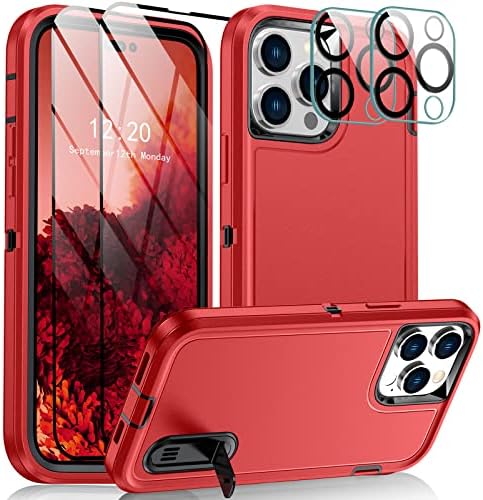 Joytra para iPhone 14 Pro Max Case 6.7'222 NOVO [5 em 1], caixa de proteção à prova de choque com kickstand [com protetor de tela de vidro de 2 packs+protetor de lente da câmera de 2pack]