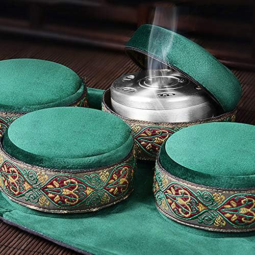 Aaoyeo Green Velvet Bag Caixa de moxabusção sem fumaça MOXA Sticks de queimadores de queimadores chineses Terapia de aquecimento meridiana Mulheres calorosas