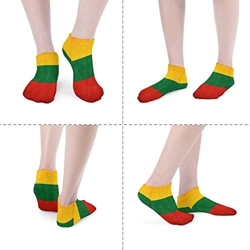 Bandeira lituana engraçada de corrida tornozelo meias atléticas não-show meias amortecidas para homens mulheres