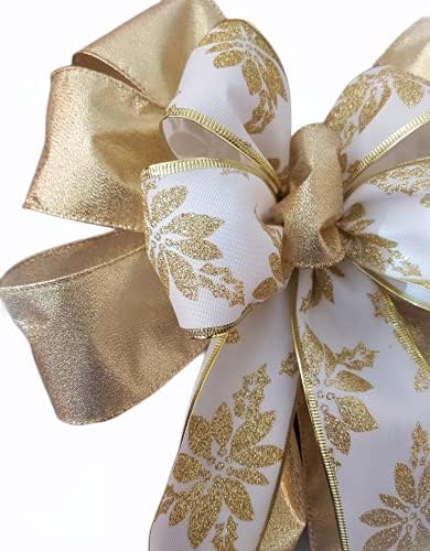 Fabulous Fascinators Gold e White Large Tree Tree Christmas Bow Decoration feito no Reino Unido