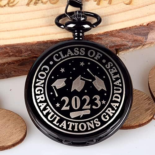 Presentes de graduação Pocket Watch para ele, aula de relógio de bolso de quartzo de 2023 para graduados, graduado de parabéns