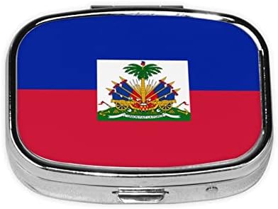 Haiti Flag Square Mini Box Box Medicine Compartamentos Organizador Caixa portátil de comprimido de metal portátil