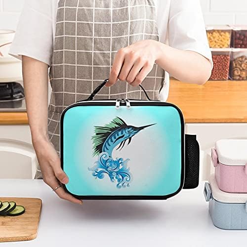 Pular marlin peixe peixe reutilizável bolsa de bolsa de lancheira isolada recipiente para o trabalho de trabalho de piquenique com alça