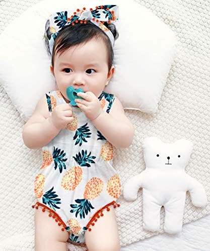 Roupas de menina de bebê de 0 a 24 meses de mangas de macacão de recém-nascido floral com fita de cabeça com faixa