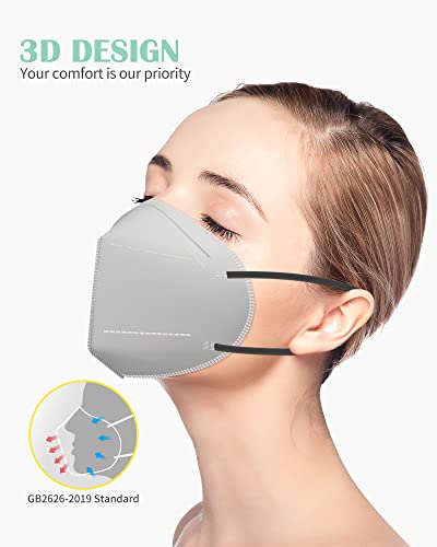 YUIKIO KN95 Máscaras faciais, 60 pacote de máscara de segurança de filtro confortável de 60 pacote