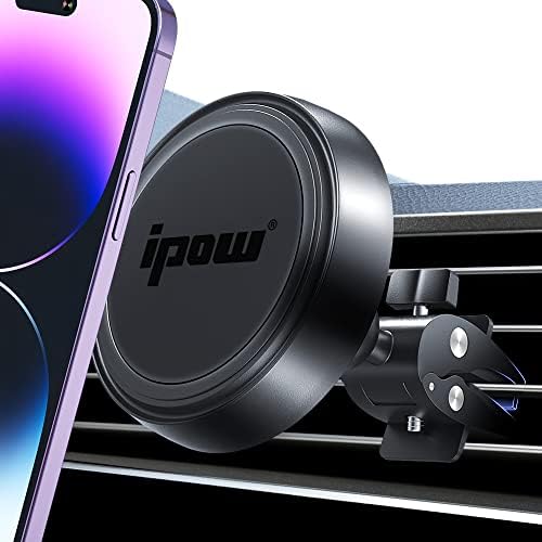 Suporte de telefone magnético ipow para carro, [upgrade jacarator clipe] Montagem de celular de ímã mais forte montamento de telefone celular para ventilação do carro Compatível com iPhone 14 13 12 Pro Max Magsafe Case Samsung Galaxy qualquer smartphones