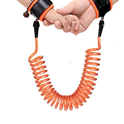 Akoak Anti Lost Wrist Link Segurança Link para crianças e crianças, Coloque da criança da colher de caminhada, laranja, 1,5 metros