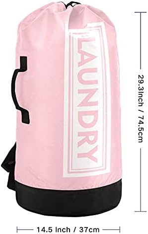 Mochila rosa Mochila grande bolsa de roupa pesada com alças ajustáveis ​​Mochila de lavanderia para viajar de roupas sujas Organizador para estudantes universitários à prova d'água