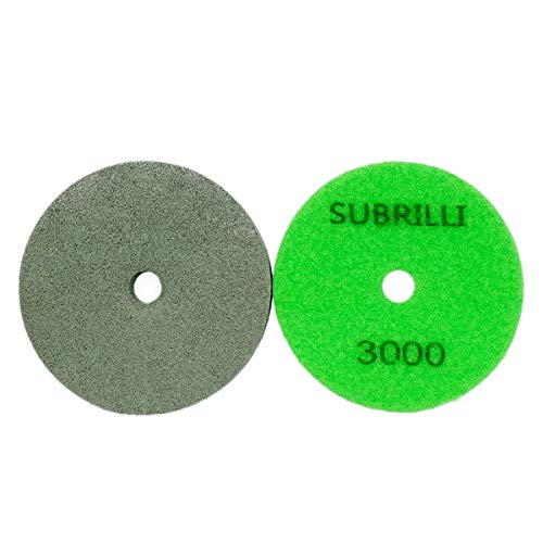 Subrilli 3 polegadas Diamante Polishing Fiber Polishing Polish 3000 Grit 2-Pack para Limpeza de polimento de pedra artificial