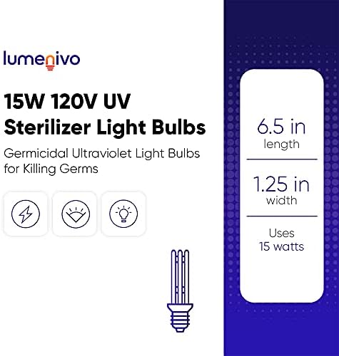 Lâmpada germicida de 15w de 120V UVC - Desinfetando a lâmpada do desinfetante leve UVC Base E26 - Luz ultravioleta de