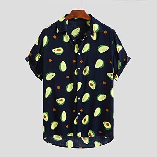 Botão de beuu botão para baixo camisa de manga curta Funny Hawaiian impresso Turn Down Collar Casual Camisas casuais blusas Tops