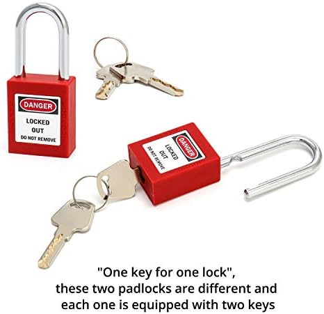 QWORK RED Lockout Tagout Safety Padlock, 2 cadernos com 4 teclas
