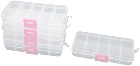 Aexit Plastic Components Ferramentas Organizadores de armazenamento Caixa da caixa de armazenamento 5pcs Fuchsia Tool Boxes Clear