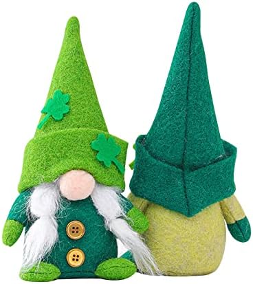 WEIPING LF ST PATRICK DIA DO GNOMES Decoração 2, Irish Leprechaun Gnome Plush Ornamento Tomte Elf Anão com Shamrock para Decorações