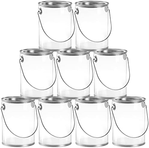 Hedume 9 pacote de tinta transparente lata de recipientes com tampas de metal, 5 polegadas de altura latas de armazenamento