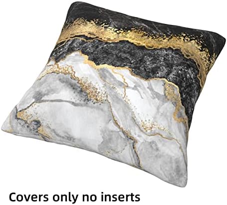 Capas de travesseiros de arremesso de ouro e cinza preto de Anaela Conjunto de 4 travesseiros decorativos de textura de mármore para quarto decoração de sala de estar sofá de sofá de 18x18 cobertura de almofada quadrada
