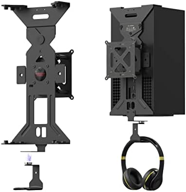 Montagem de parede magnética para Xbox Series X, suporte de suporte metálico com gancho de fone de ouvido, ímãs e design de nível embutido - Mount XSX Vertical, Horizontal ou Under the Desk