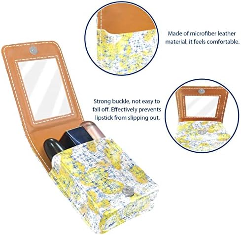 Bolsa de batom de batom de maquiagem de oryuekan com espelho portátil de armazenamento portátil de armazenamento de armazenamento Lip Gloss Organizer, nebulosa abstrato estrelas padrão de desenho animado