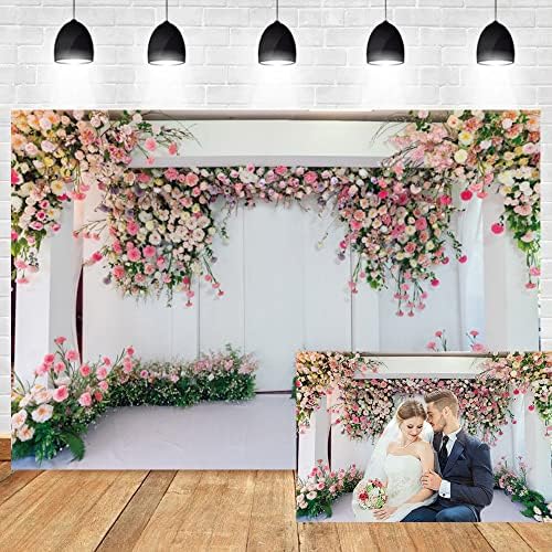 Oerju 10x6,5ft cenários de casamento para recepção Casamento Floral Parede Flores de rosa rosa Flores de rosa Flores de casamento