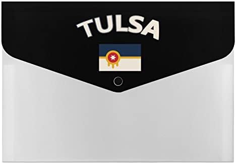 Pasta de arquivo de expansão da bandeira de Tulsa 6 bolsos de grande capacidade Etiquetas de acordeão com bolsos para o escritório