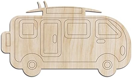 Ambesonne veículo inacabado de madeira, mini -ônibus caravana de férias surfista hippie, forma de madeira compensada de madeira