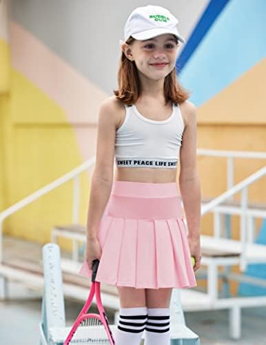 Arshiner Girl's Tennis Shairs With Shorts Athletic Skurt Screat Workout Performance Skorts com bolsos para crianças 4-13y