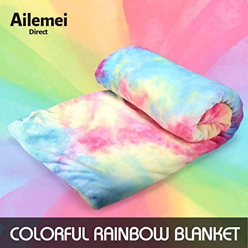 Ailemei direto Rainbow tie-dye colorido rainha para cobertor king size, cobertores de lã difus