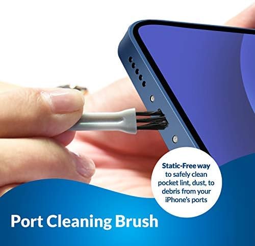 Kit de limpeza de 17pc portplugs compatível com iPhone 11/x/xs/8/7/6, iPads, AIPods - Plugues de pó da porta de carregamento de raios, swabs e escova de limpeza