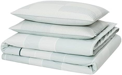 Calvin Klein Home listrado Full/Queen Duvet Conjuntos de 3 peças -1 capa de edredon e 2 capas simuladas, algodão 200