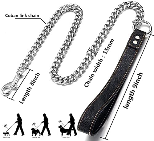 Aiyidi Chain Chain Leash, aço inoxidável Treinamento de link de metal da colméia largura 11/15mm Comprimento de 3/4/5ft cadeia